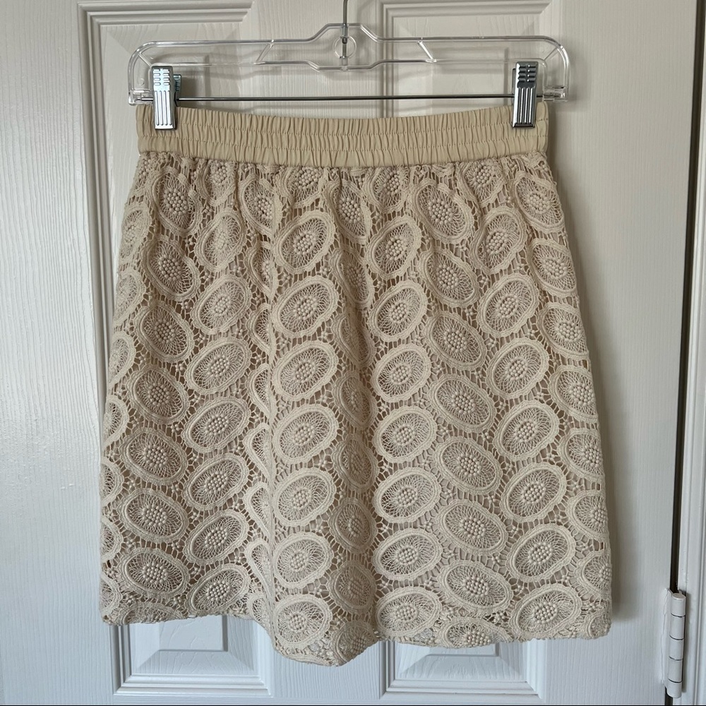 Club Monaco Cream Crochet Lace Skirt